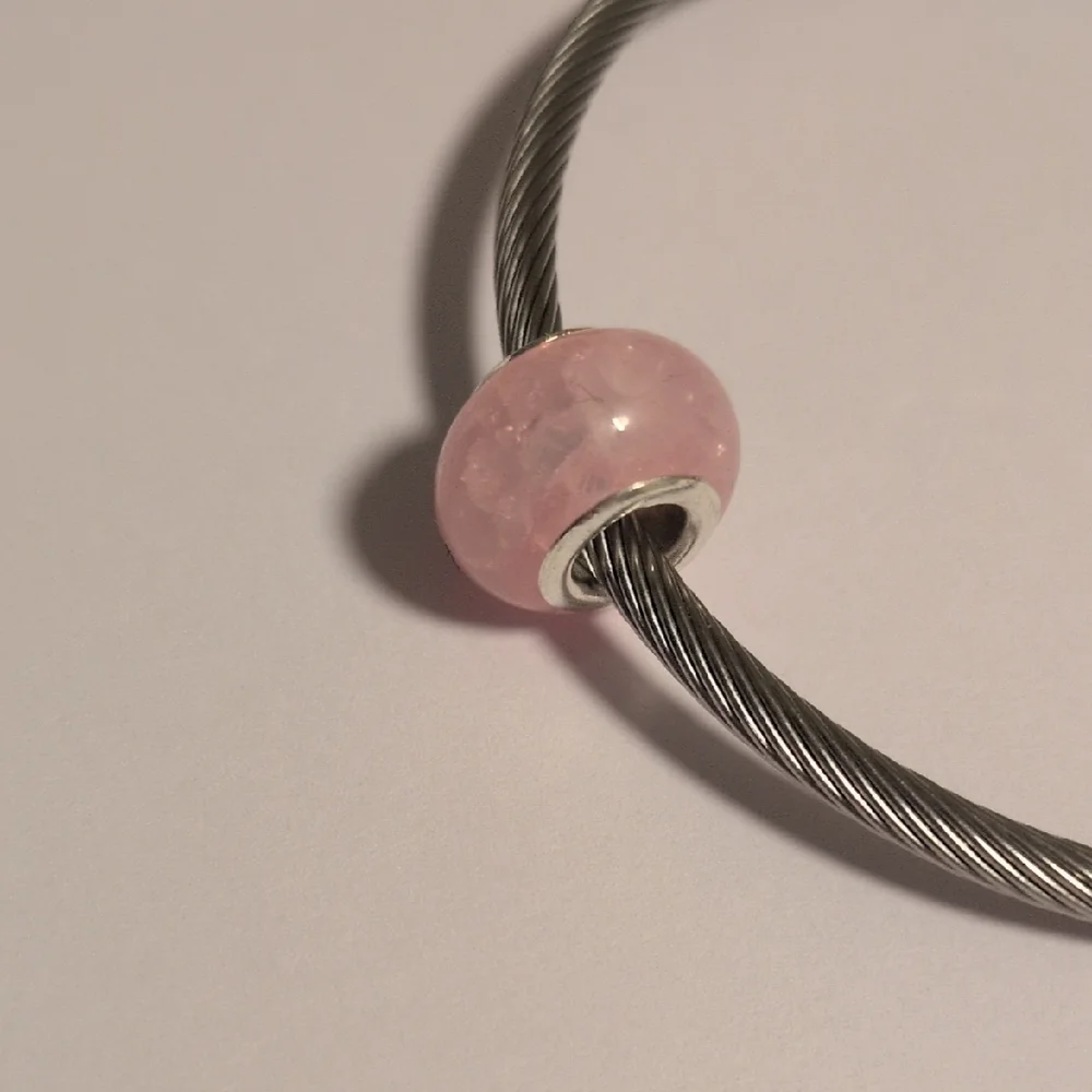 Silver with Crushed Pink‎ Charm for Pandora Style Bracelet